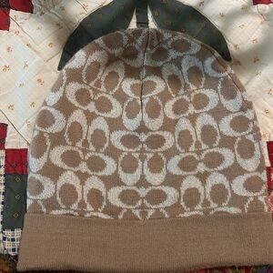 Coach  Tan and Cream Beanie